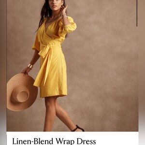 Banana Republic Factory linen blend wrap dress M petite